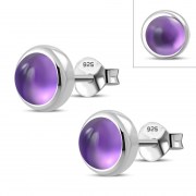 Amethyst Silver Stud Earrings, e423st